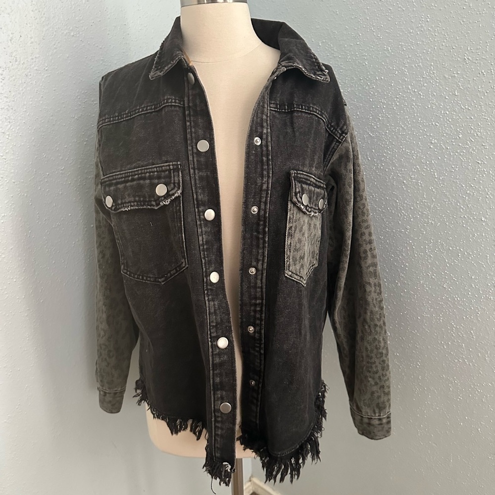 Edgy Black Distressed Jean Jacket